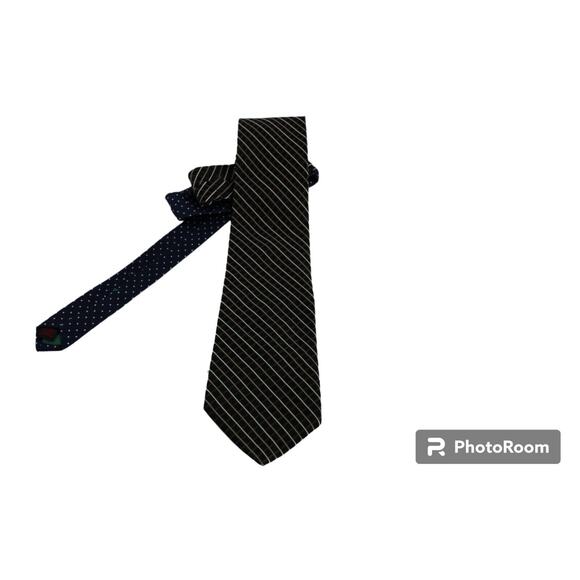 Tommy Hilfiger Ties Lot Of 2 Silk Classic Orange Stripe Black Geo Boardroom Chic - Picture 8 of 14